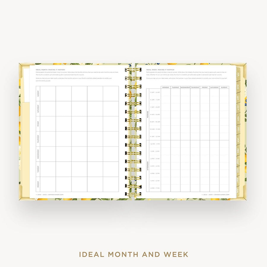 Day Designer 2026-27 mini weekly planner: Lemon Floral Sage cover with ideal week worksheet