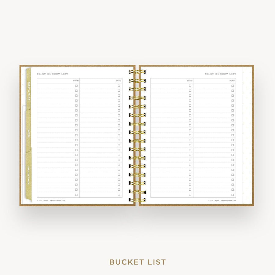 Day Designer 2026-27 mini weekly planner: Caramel Latte cover with bucket list