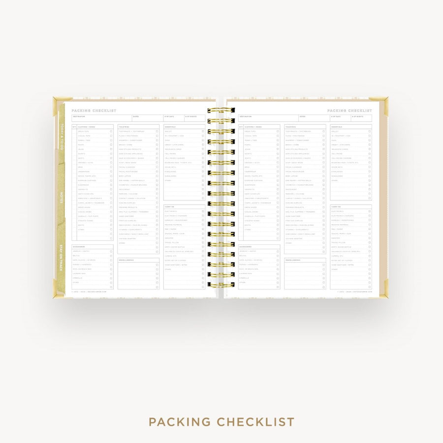 Day Designer 2026-27 weekly planner: Ticking Stripe cover with packing checklist