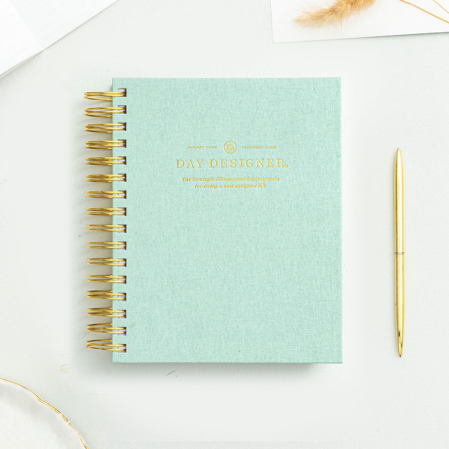 Day Designer 2026 mini daily planner: sage bookcloth beautiful cover agenda book