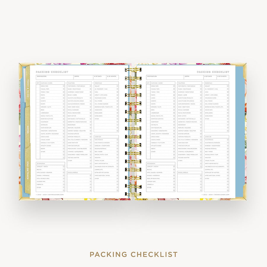 Day Designer 2026 mini weekly planner: oh so lovely cover with packing checklist