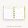 Day Designer 2026-27 weekly planner: Lemon Floral Sage cover with self assessment worksheet