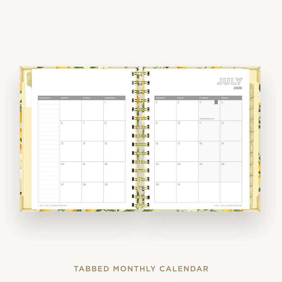 Day Designer 2026-27 mini weekly planner: Lemon Floral Sage cover with monthly calendar