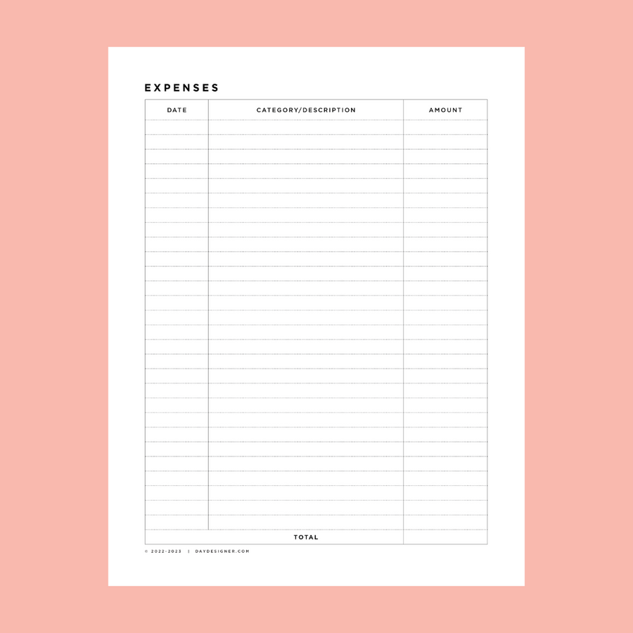 Free Expense Tracker Printable