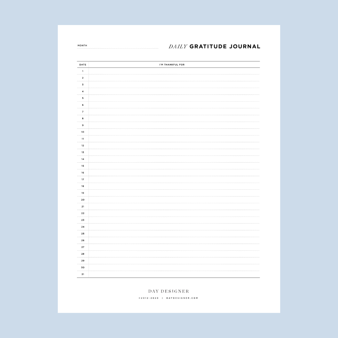 Free Daily Gratitude Journal Printable