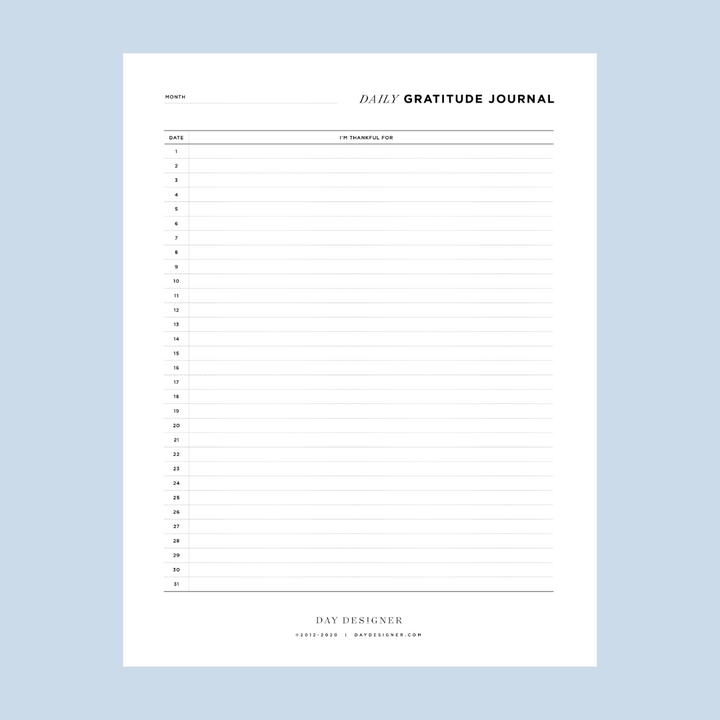 Free Daily Gratitude Journal Printable