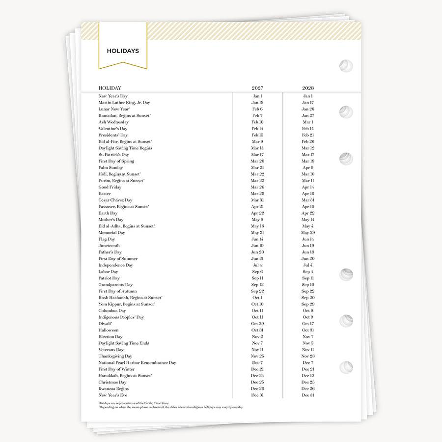 A5 Planner Inserts: 2027 Monthly Calendar (Calendar Year)