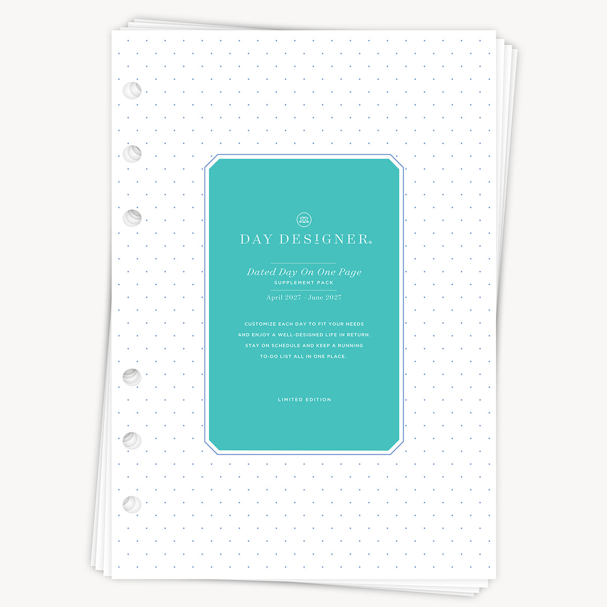 A5 Quarterly Planner Inserts: Dated Day on One Page (Q2 2027: April - June 2027)