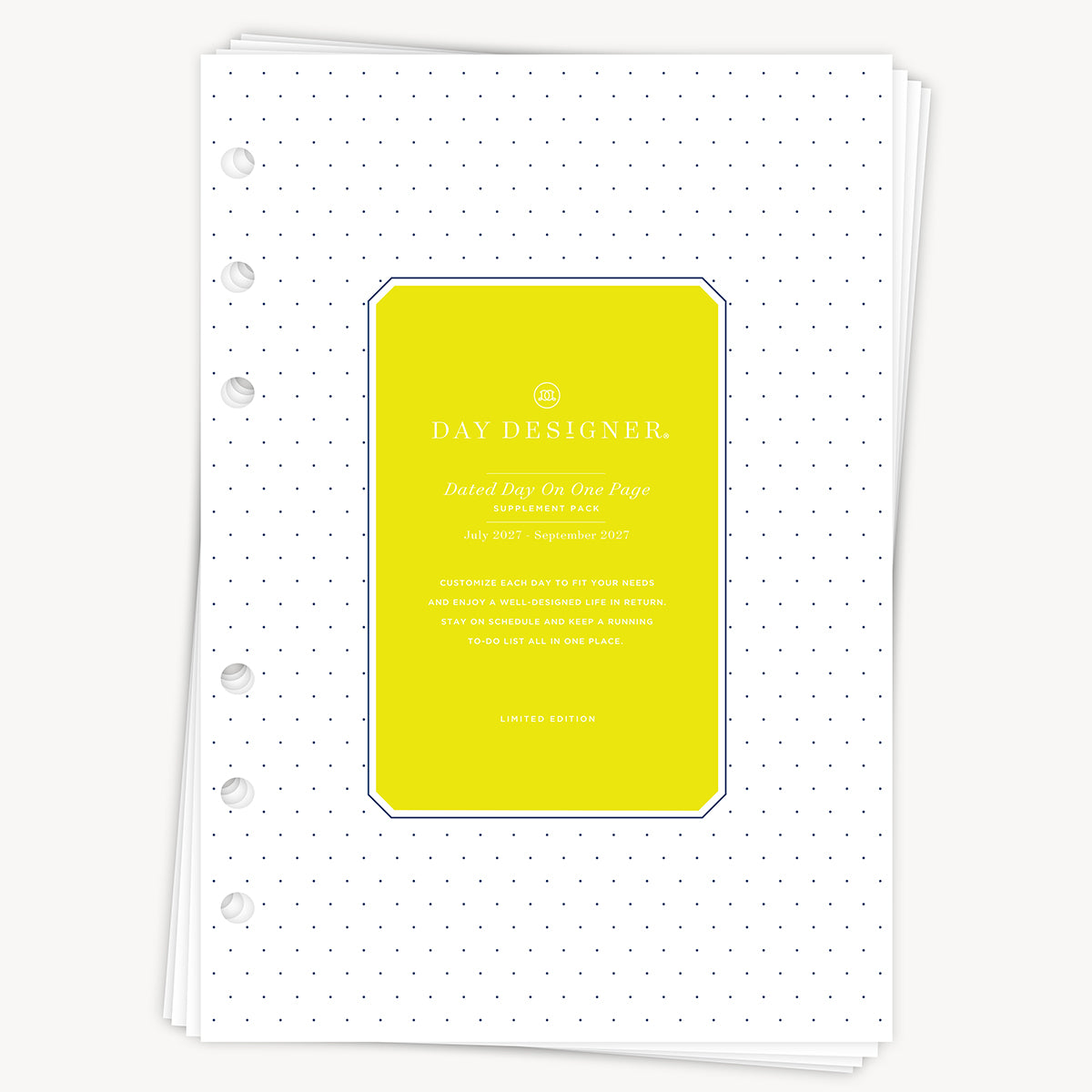 A5 Quarterly Planner Inserts: Dated Day on One Page (Q3 2027: July - September 2027)