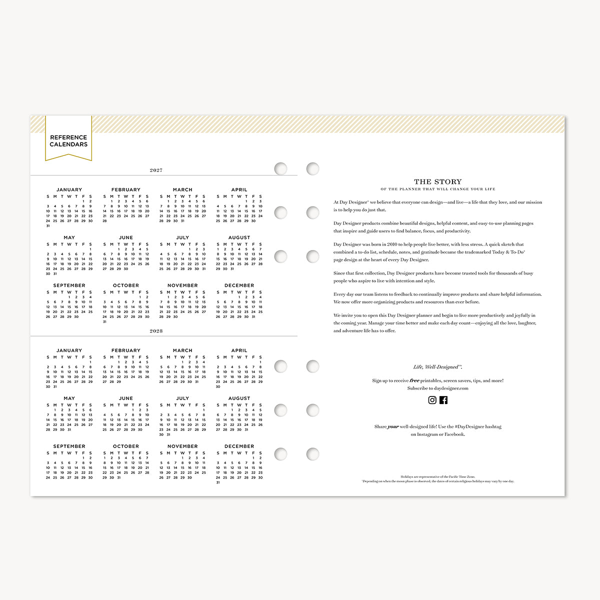 A5 Planner Inserts: 2027 Weekly/Monthly A5 (Calendar Year)