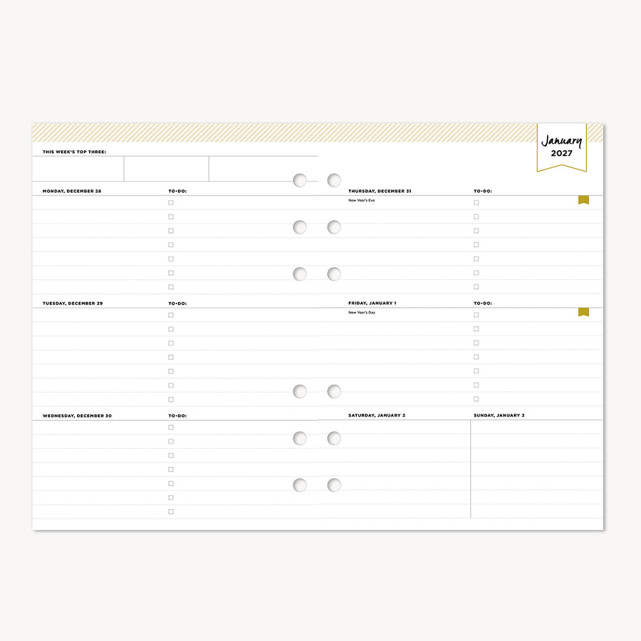 A5 Planner Inserts: 2027 Weekly/Monthly A5 (Calendar Year)
