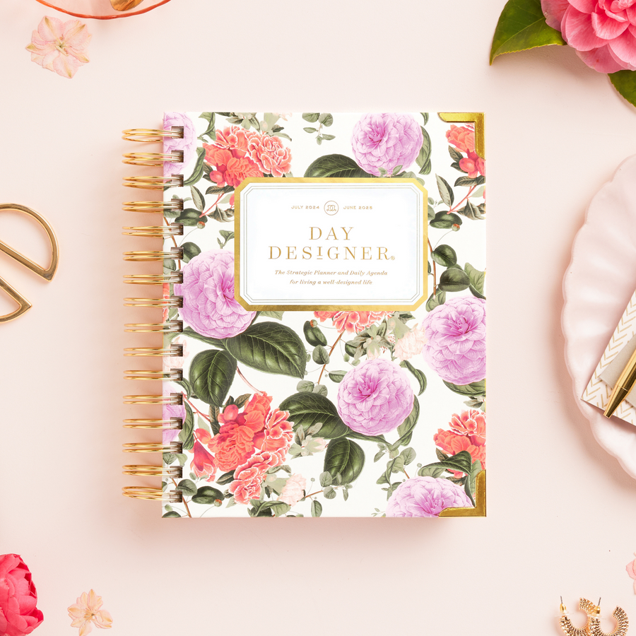 Day Designer 2024-25 mini daily planner: Camellia beautiful cover agenda book