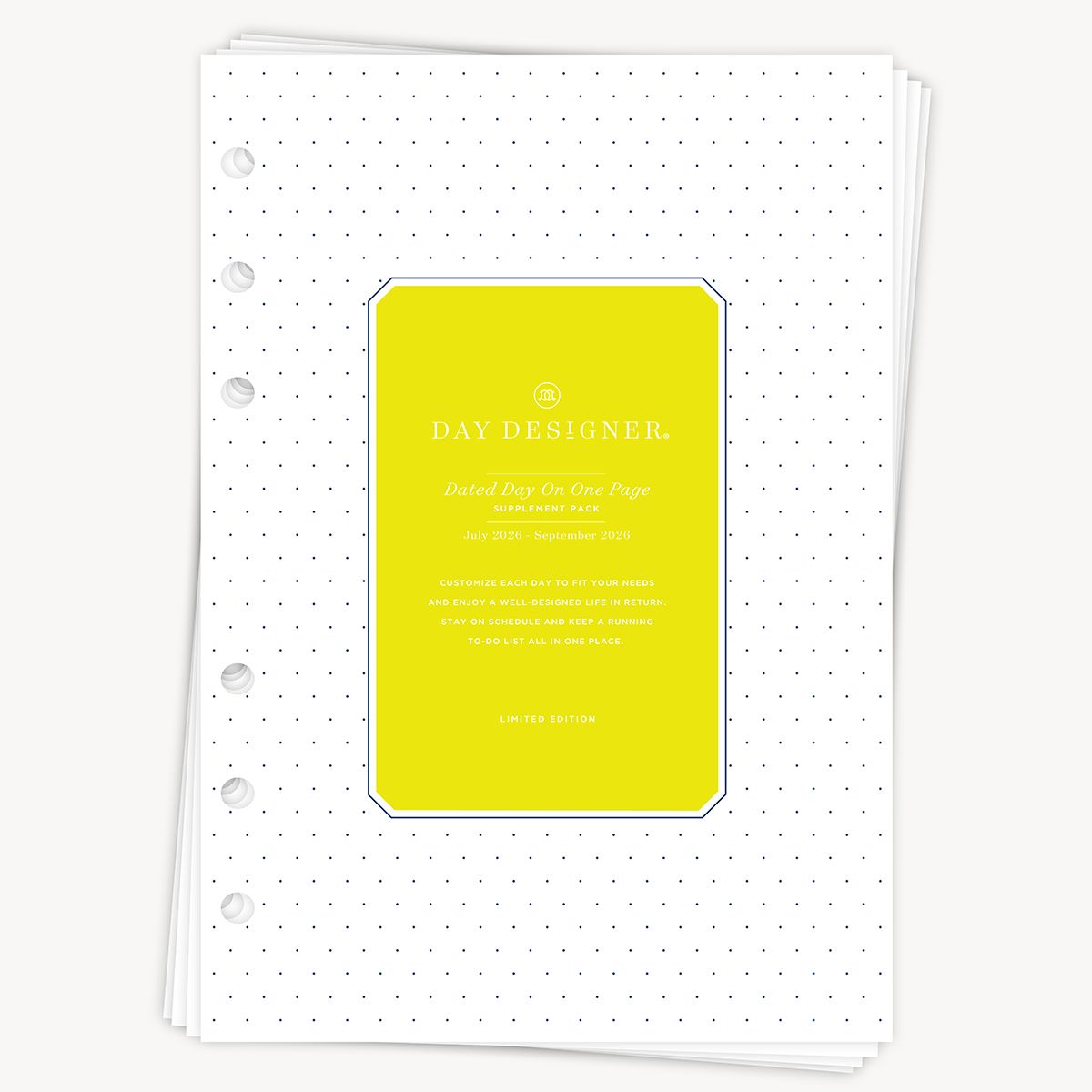 A5 Quarterly Planner Inserts: Dated Day on One Page (Q3 2026: July - September 2026)