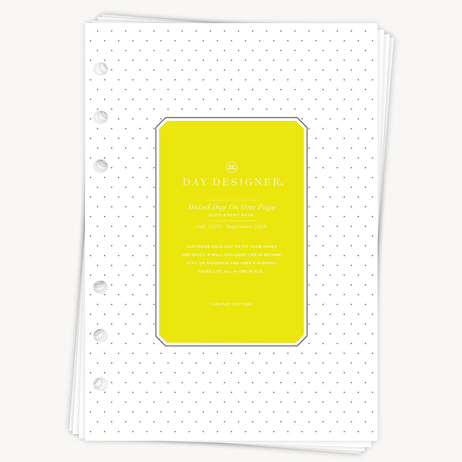 A5 Quarterly Planner Inserts: Dated Day on One Page (Q3 2026: July - September 2026)