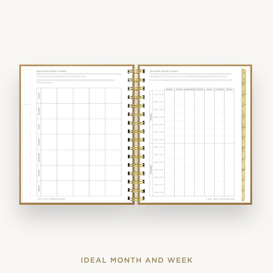 Day Designer 2026-27 mini weekly planner: Caramel Latte cover with ideal week worksheet