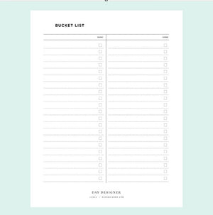 Free Bucket List Printable