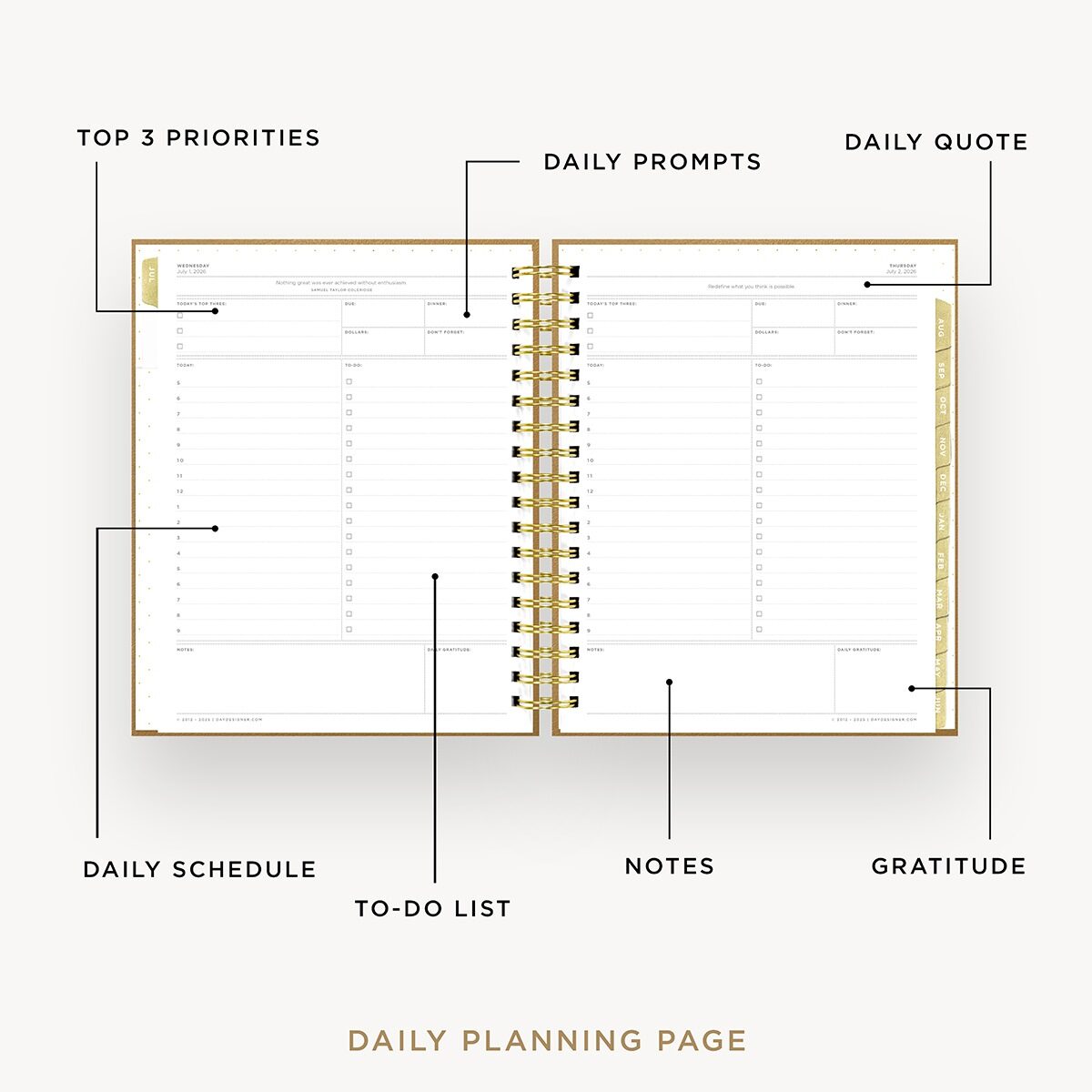 2026-27 Daily Planner: Caramel Latte Pebble Texture