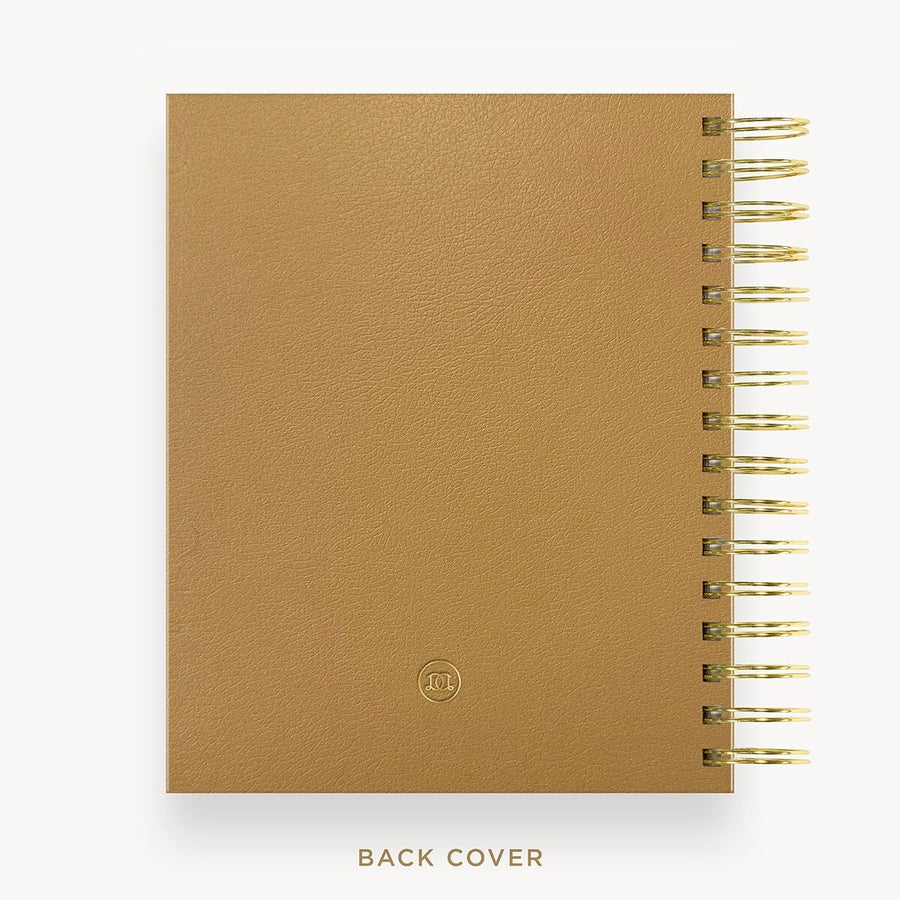 Day Designer 2026-27 mini weekly planner: Caramel Latte cover with back cover with gold detail