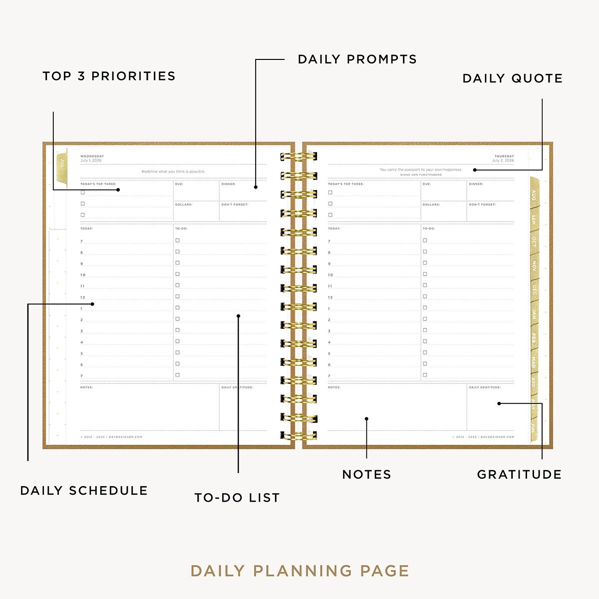 2026-27 Mini Daily Planner: Caramel Latte Pebble Texture