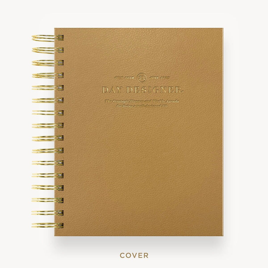 Day Designer 2026-27 mini weekly planner: Caramel Latte hard cover, gold wire binding