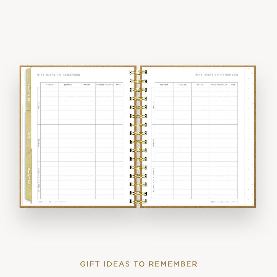 Day Designer 2026-27 mini weekly planner: Caramel Latte cover with gift ideas pages