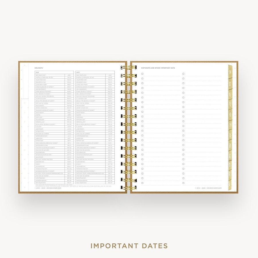 Day Designer 2026-27 mini weekly planner: Caramel Latte cover with holidays page