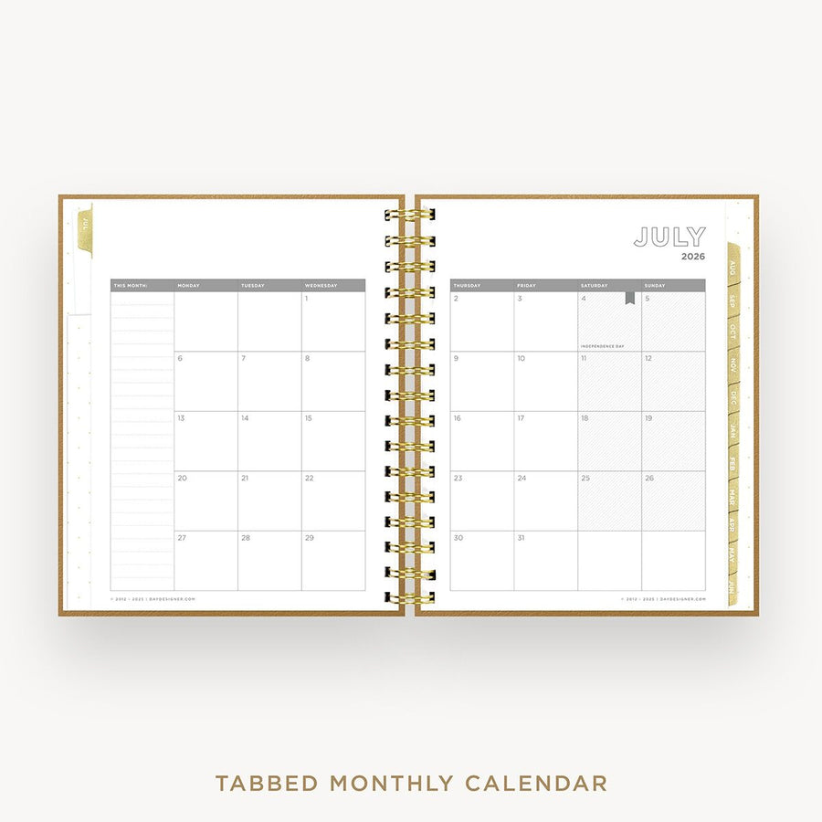 Day Designer 2026-27 mini weekly planner: Caramel Latte cover with monthly calendar