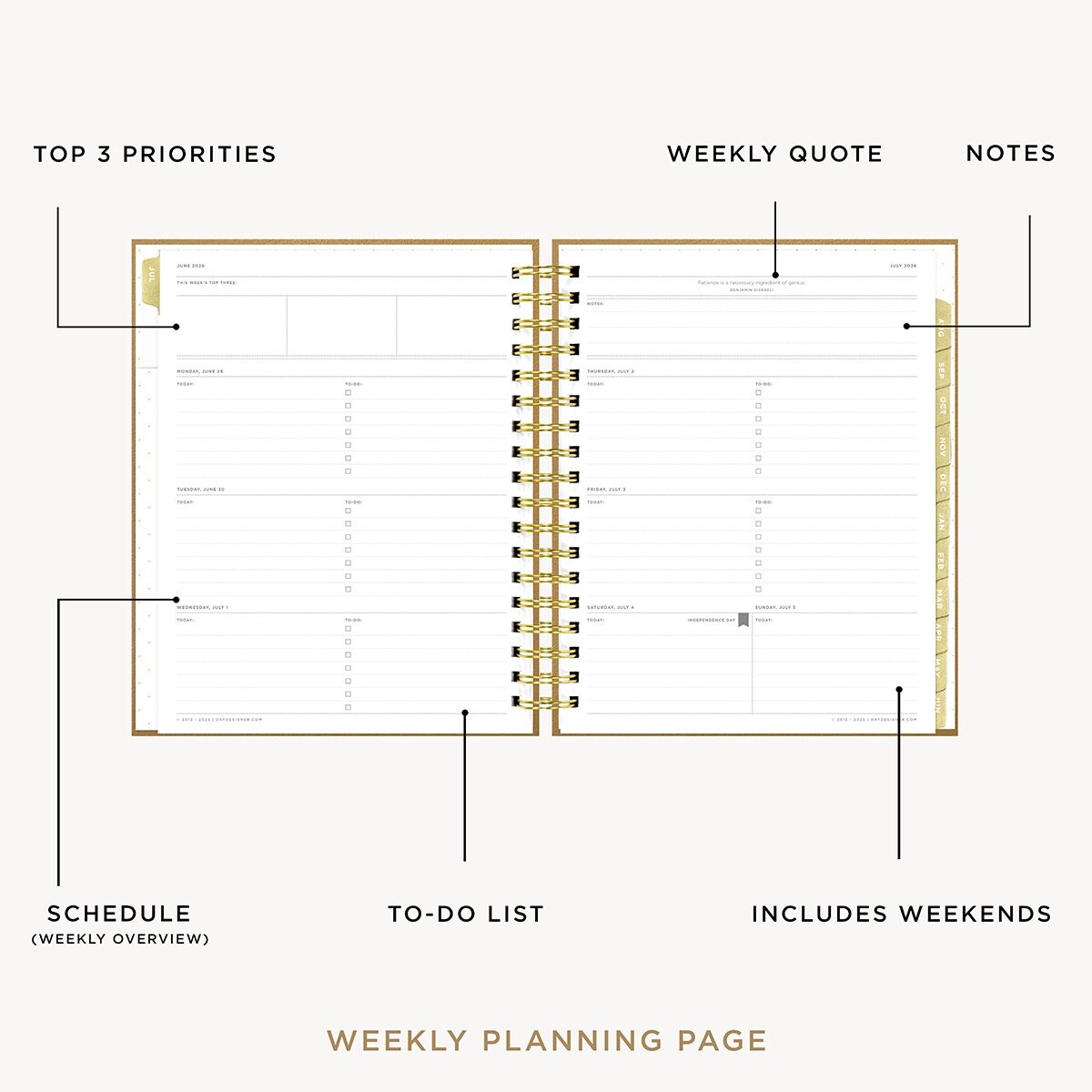 2026-27 Weekly Planner: Caramel Latte Pebble Texture