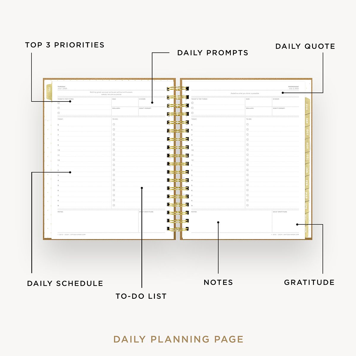 2025-26 Daily Planner: Caramel Latte Pebble Texture