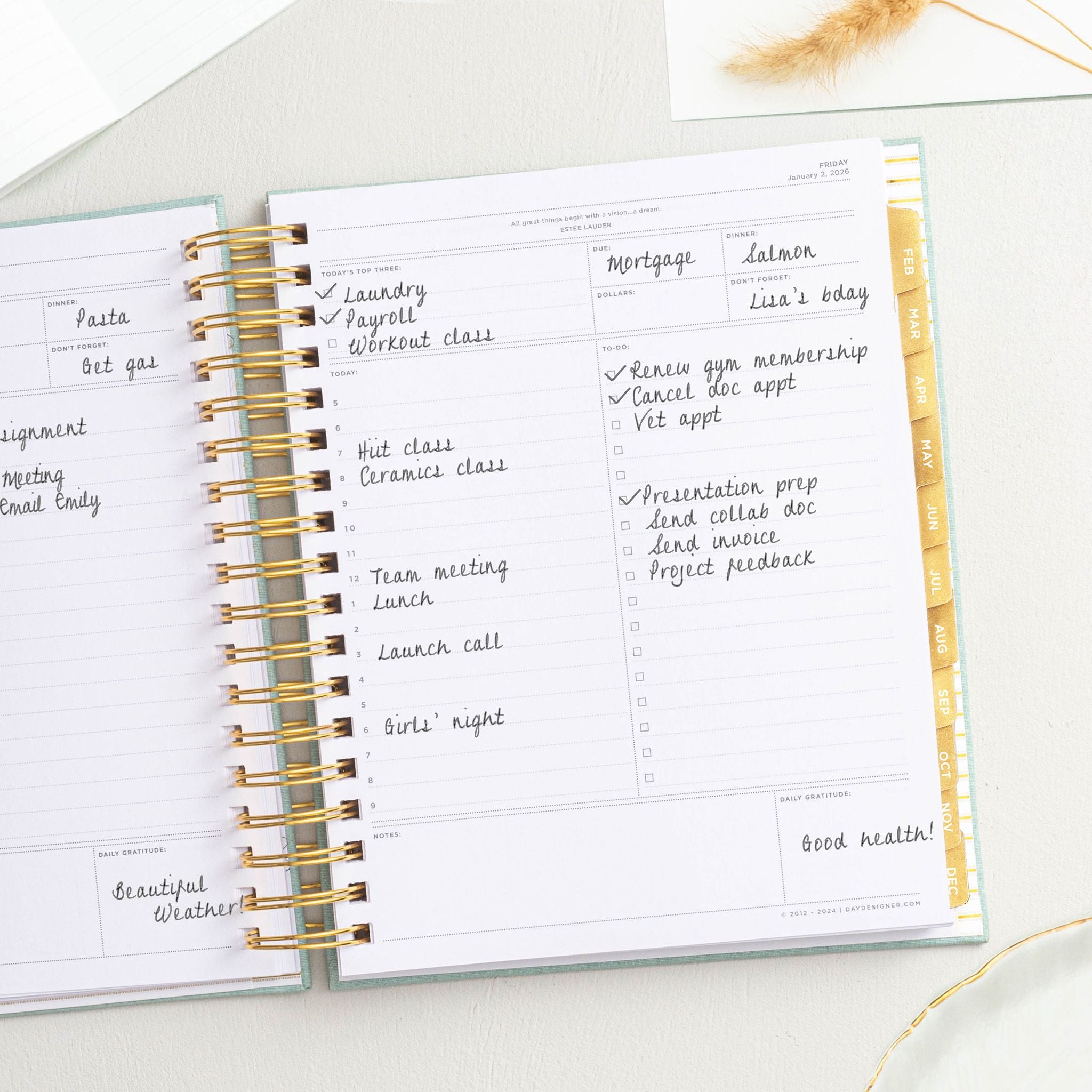 2026 Daily Planner: Sage Bookcloth