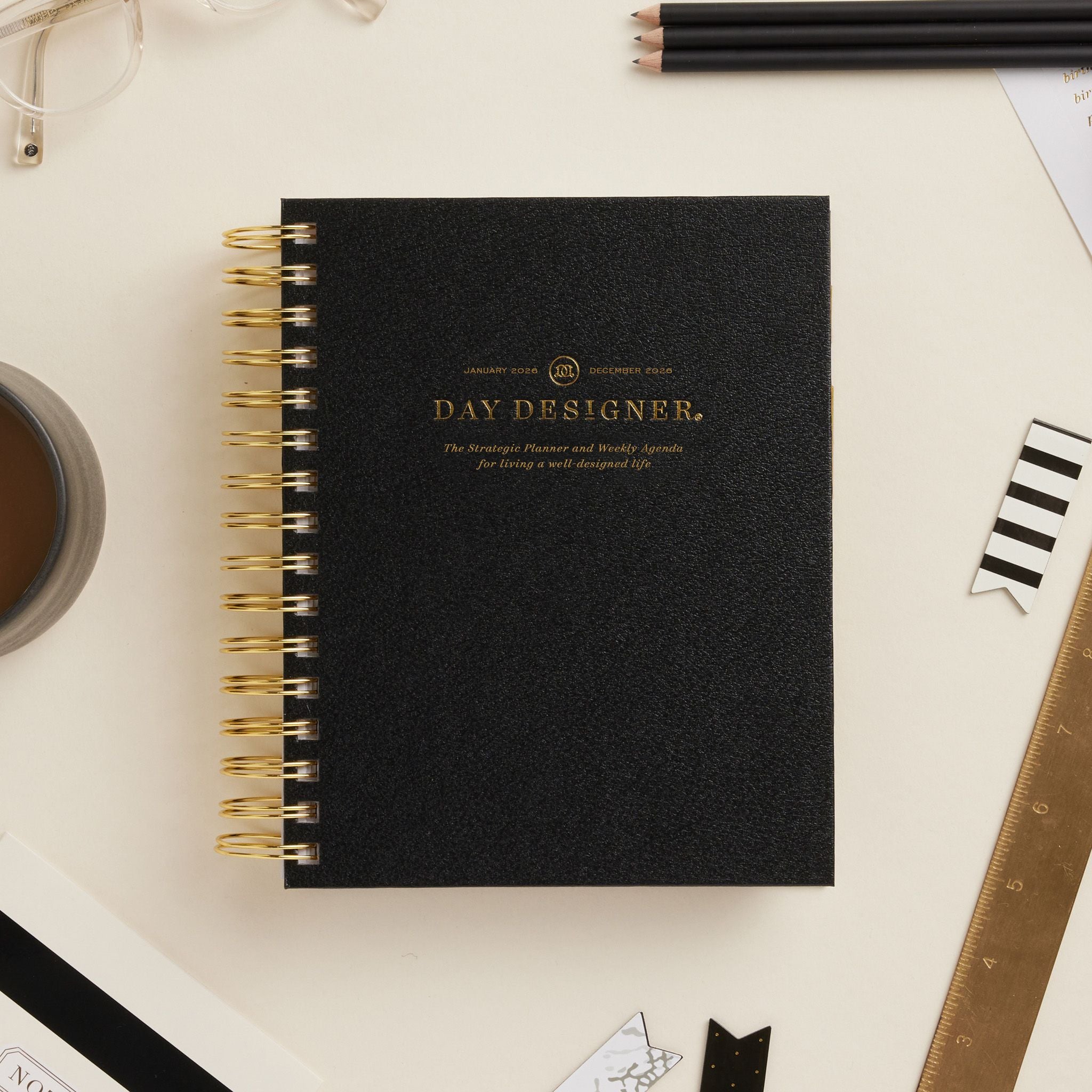 2026 Mini Weekly Planner: Classic Black Pebble Texture