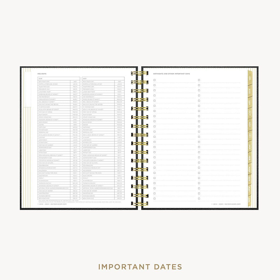 Day Designer 2026-27 mini weekly planner: Classic Black Pebble Texture cover with holidays page