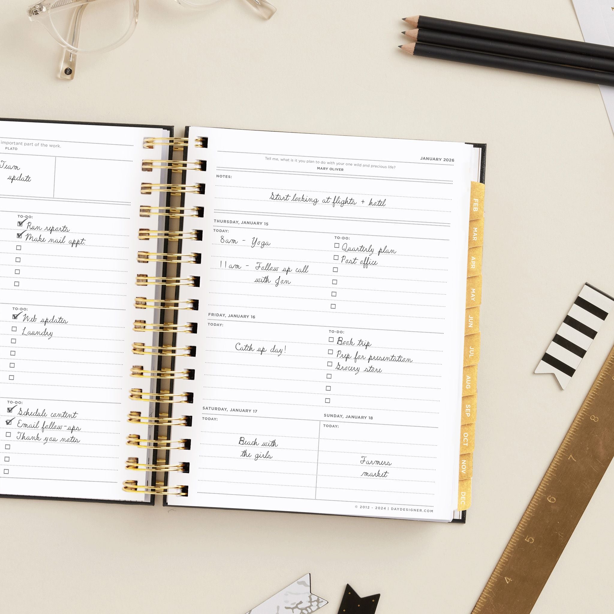 2026 Mini Weekly Planner: Classic Black Pebble Texture