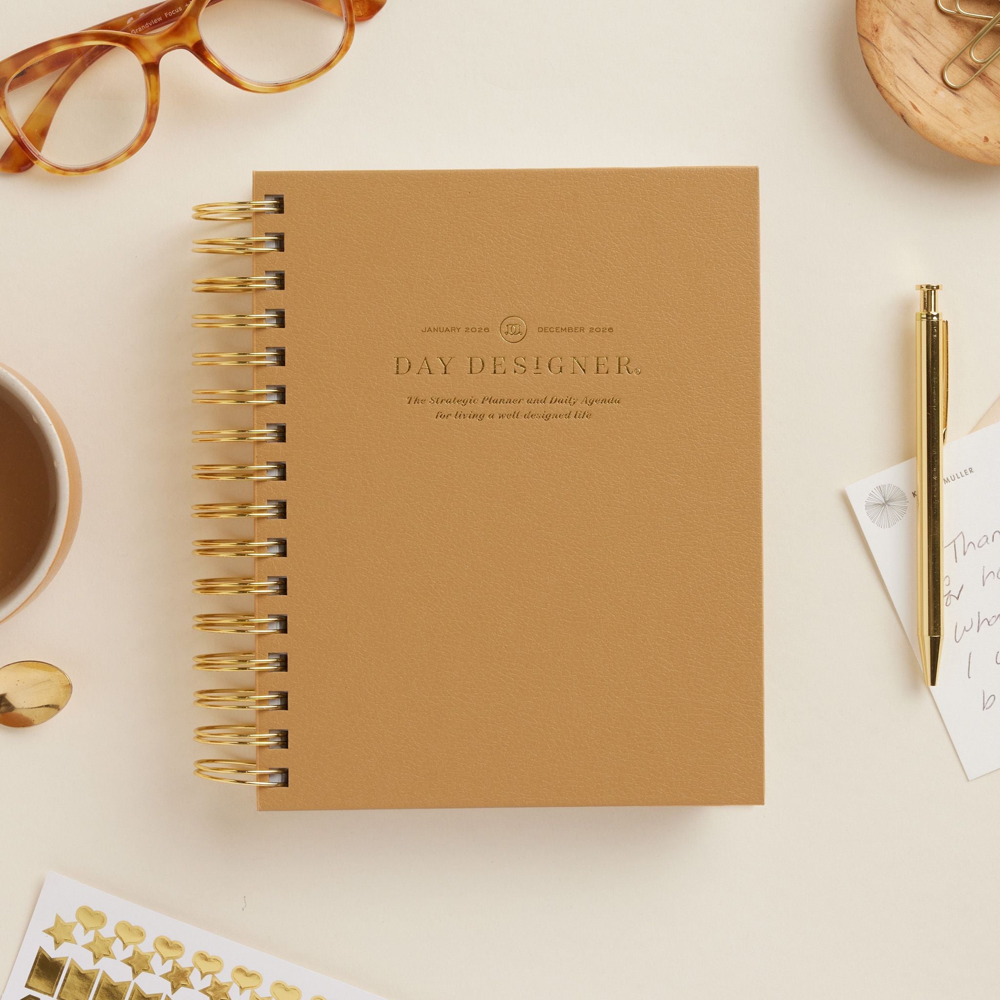 2026 Mini Daily Planner: Caramel Latte Pebble Texture