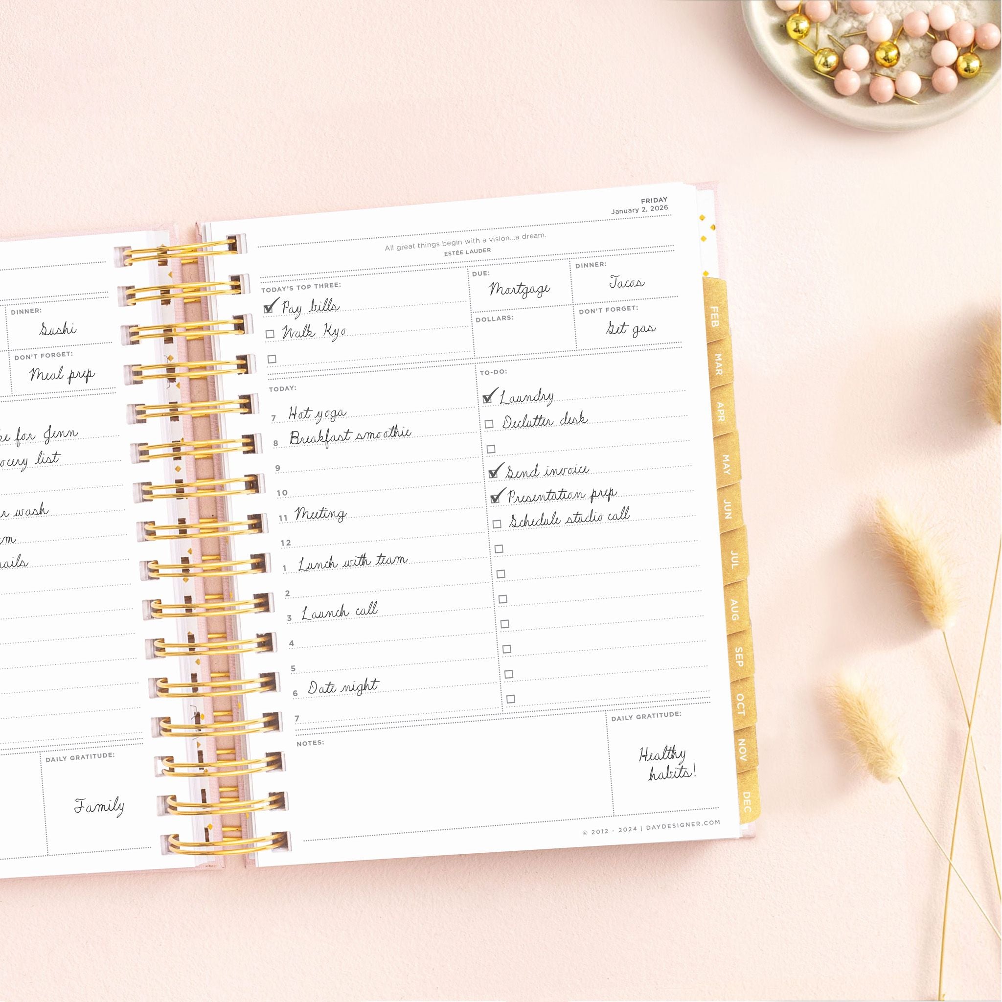 2026 Mini Daily Planner: Peony Bookcloth
