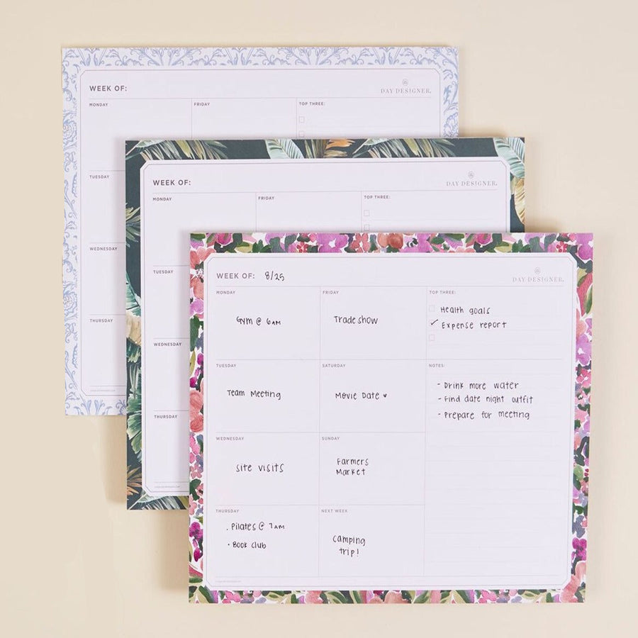 stacked notepads in assorted color borders, written on age