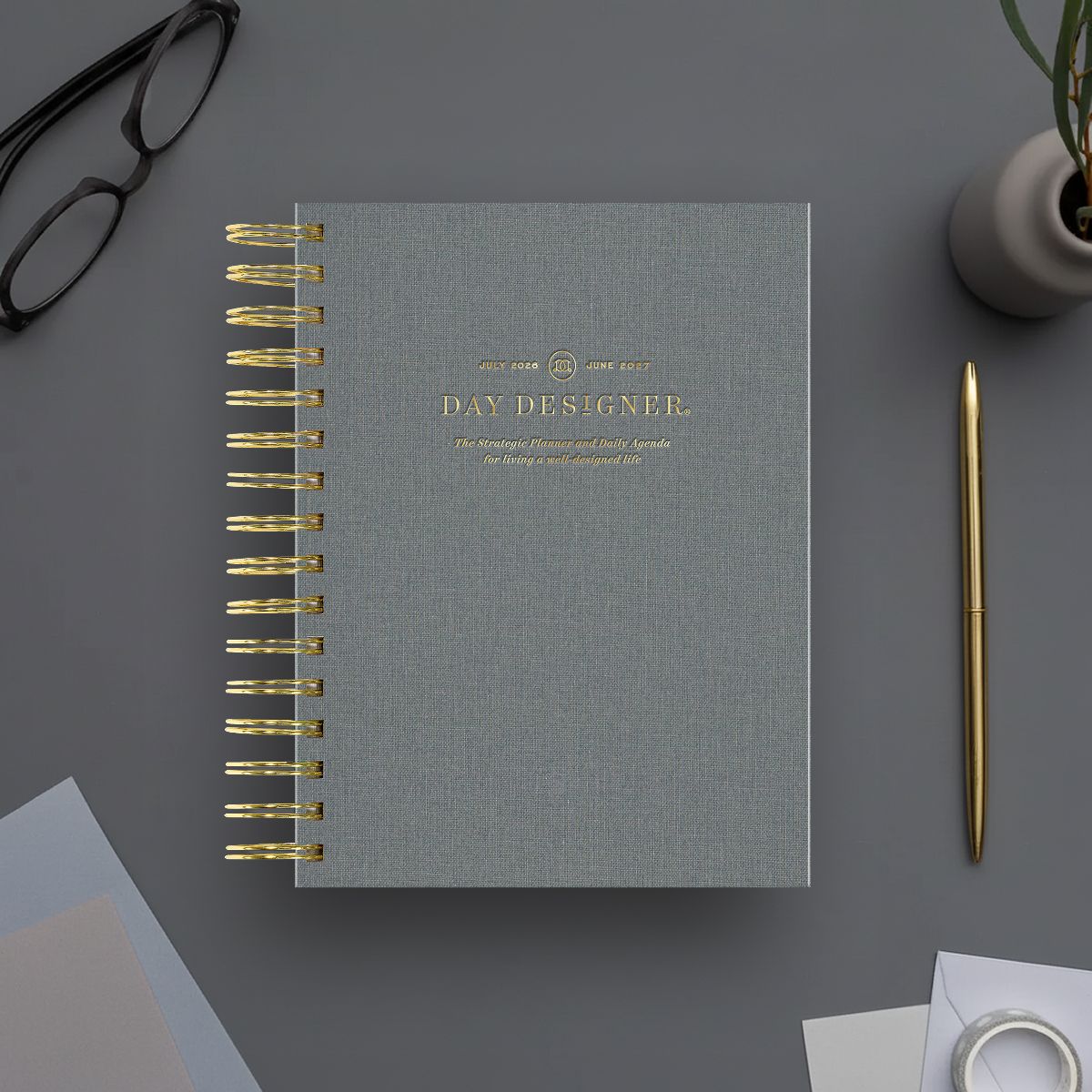 2026-27 Mini Daily Planner: Charcoal Bookcloth