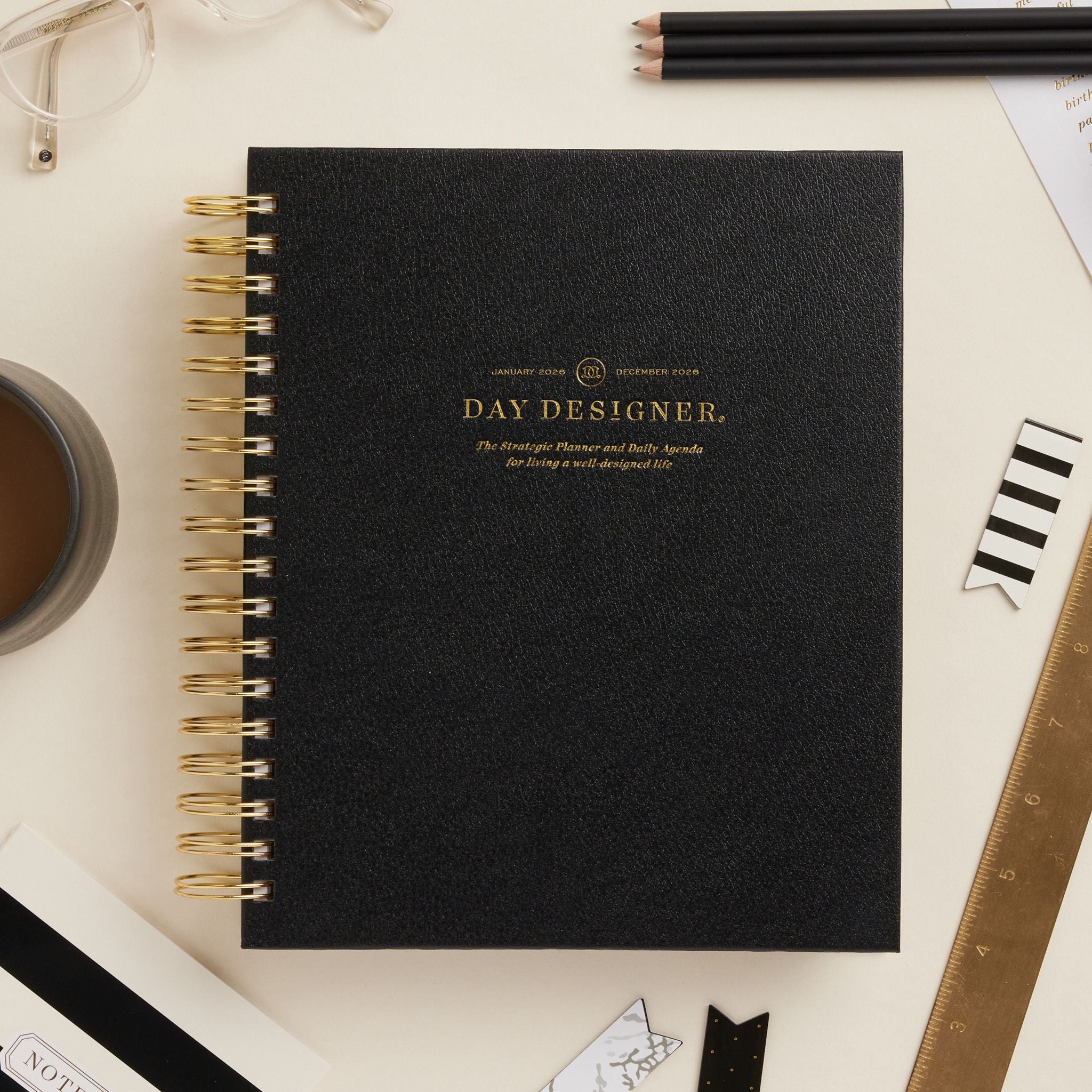 2026 Daily Planner: Classic Black Pebble Texture