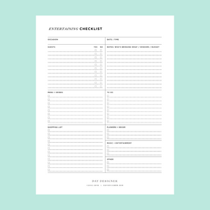 Free Entertaining Checklist Printable