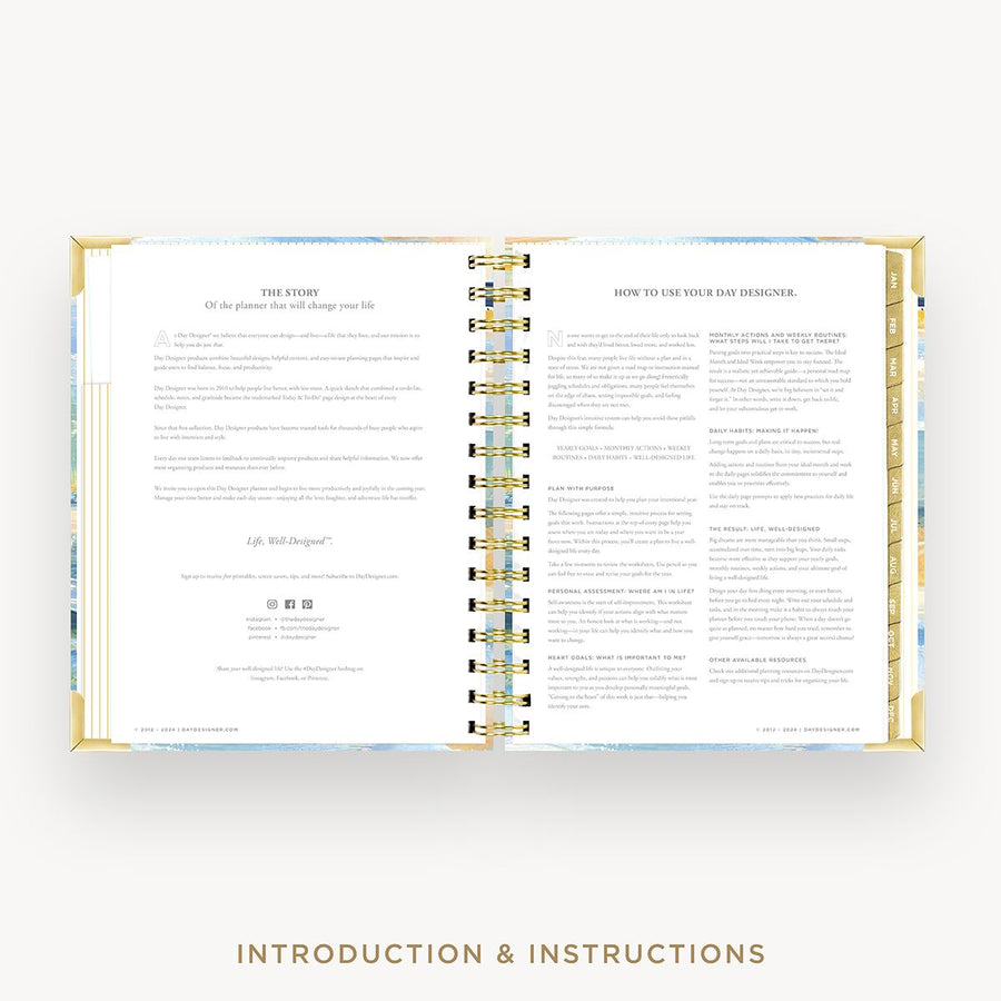 Day Designer 2026 mini weekly planner: sea and sky cover with introduction