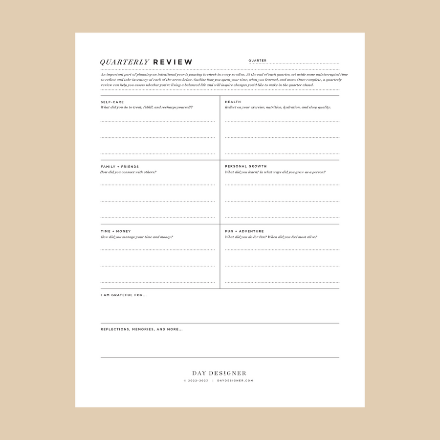 Free Quarterly Review Printable