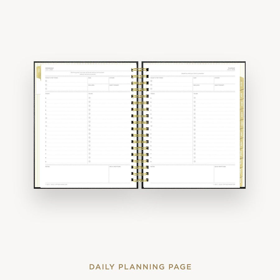 Day Designer 2026-27 daily planner: Classic Black Pebble Texture cover with daily planning page