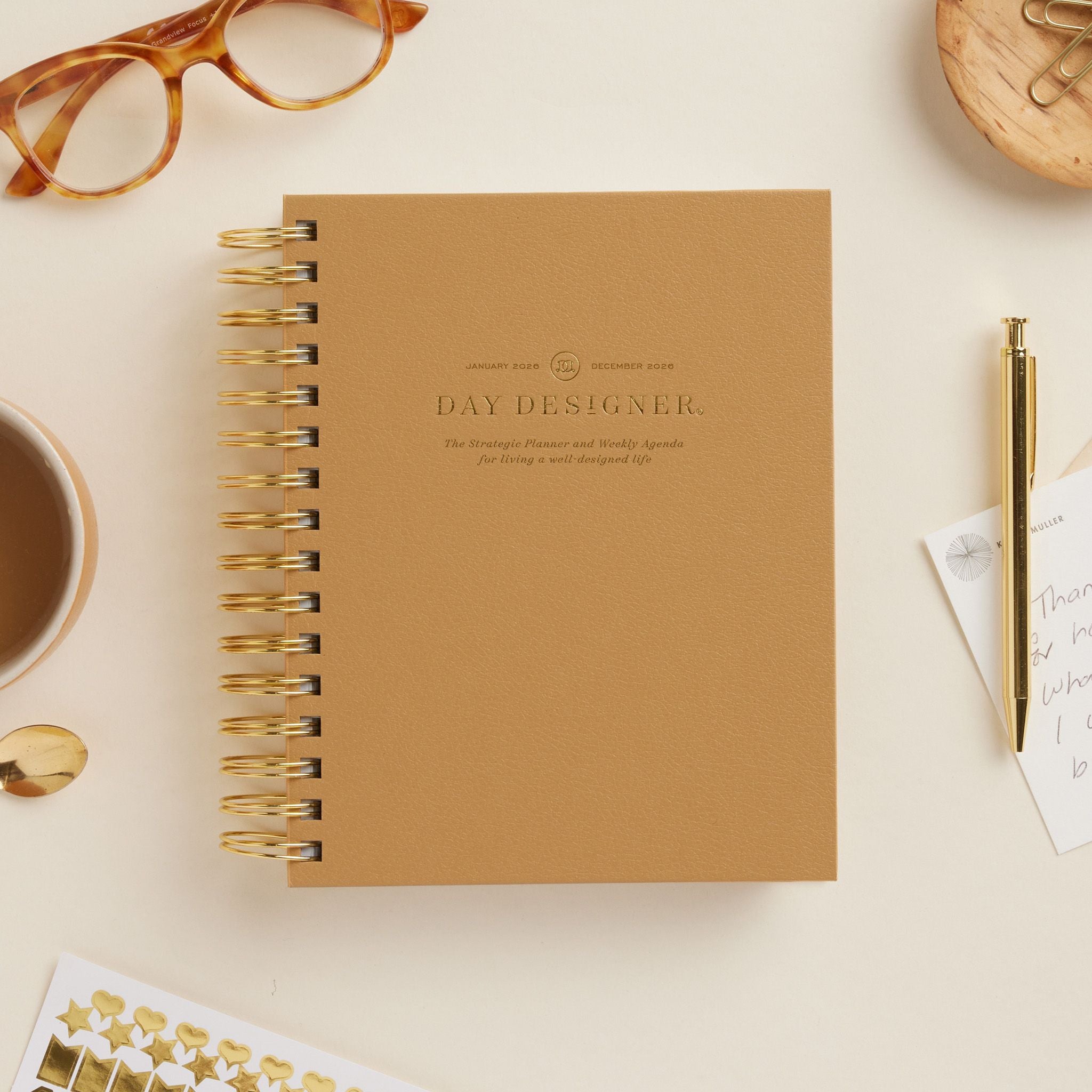 2026 Mini Weekly Planner: Caramel Latte Pebble Texture
