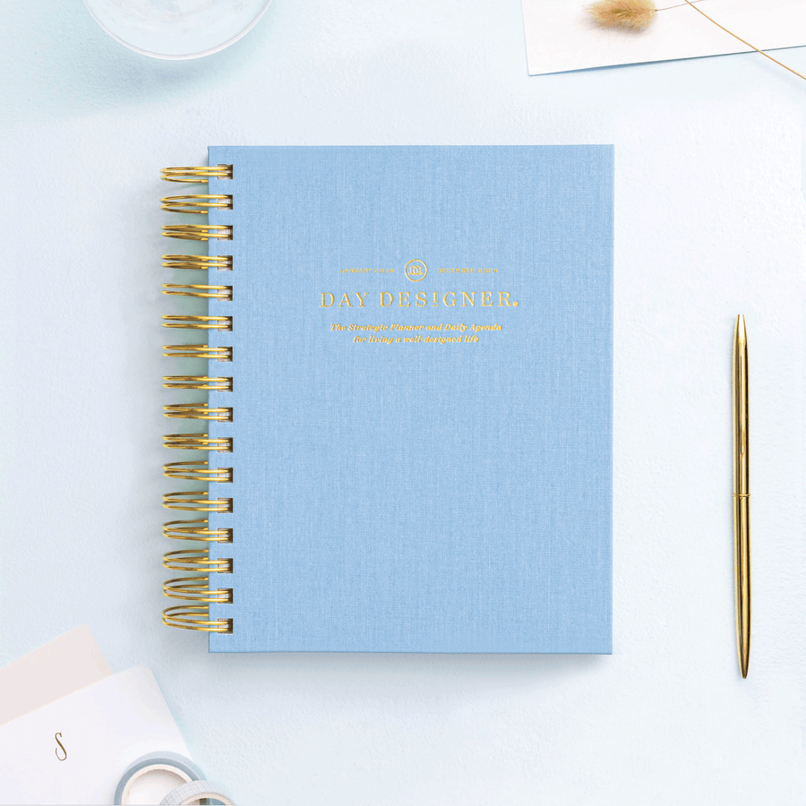 Day Designer 2024 mini daily planner: Chambray Bookcloth beautiful cover agenda book