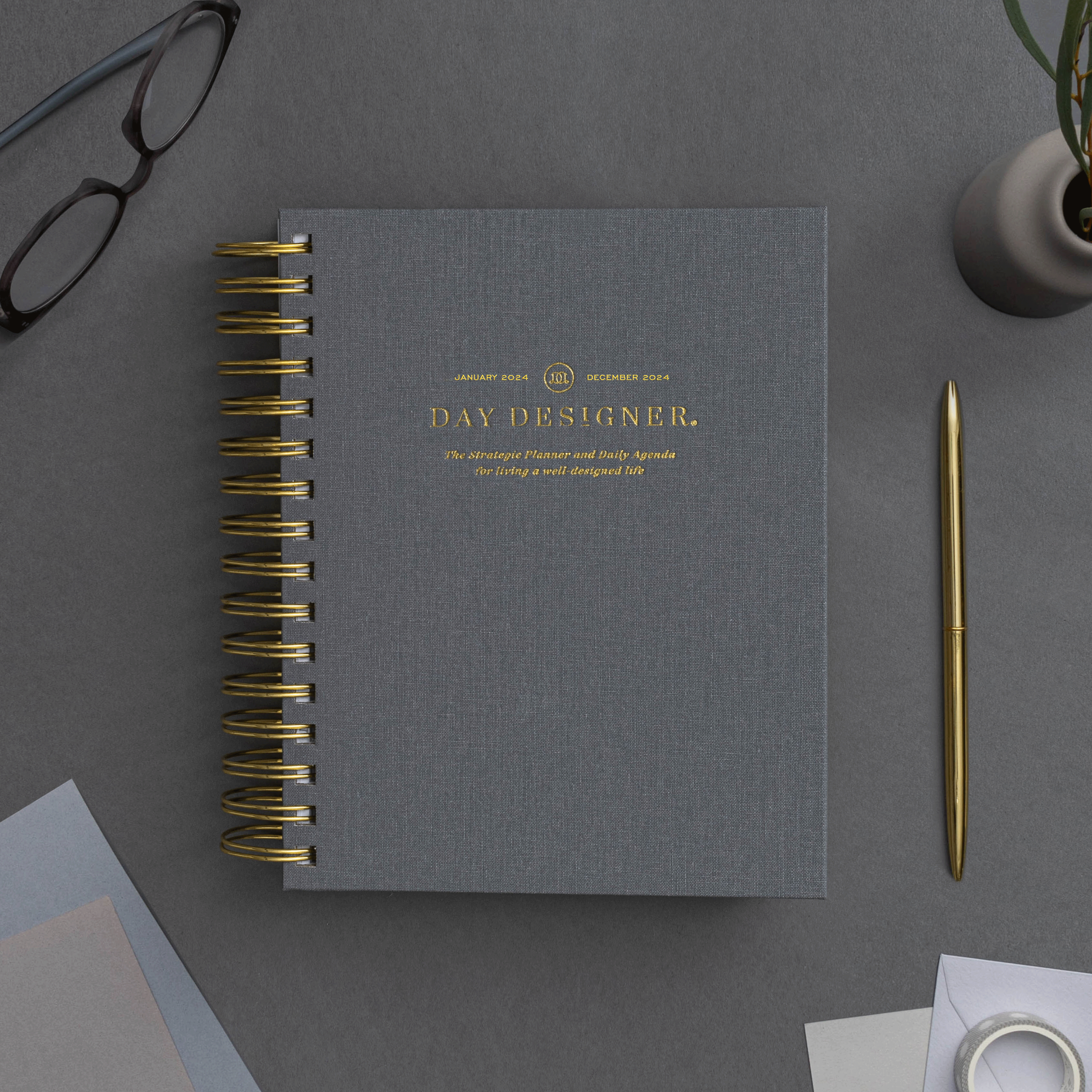 2024 Mini Daily Planner: Charcoal Bookcloth