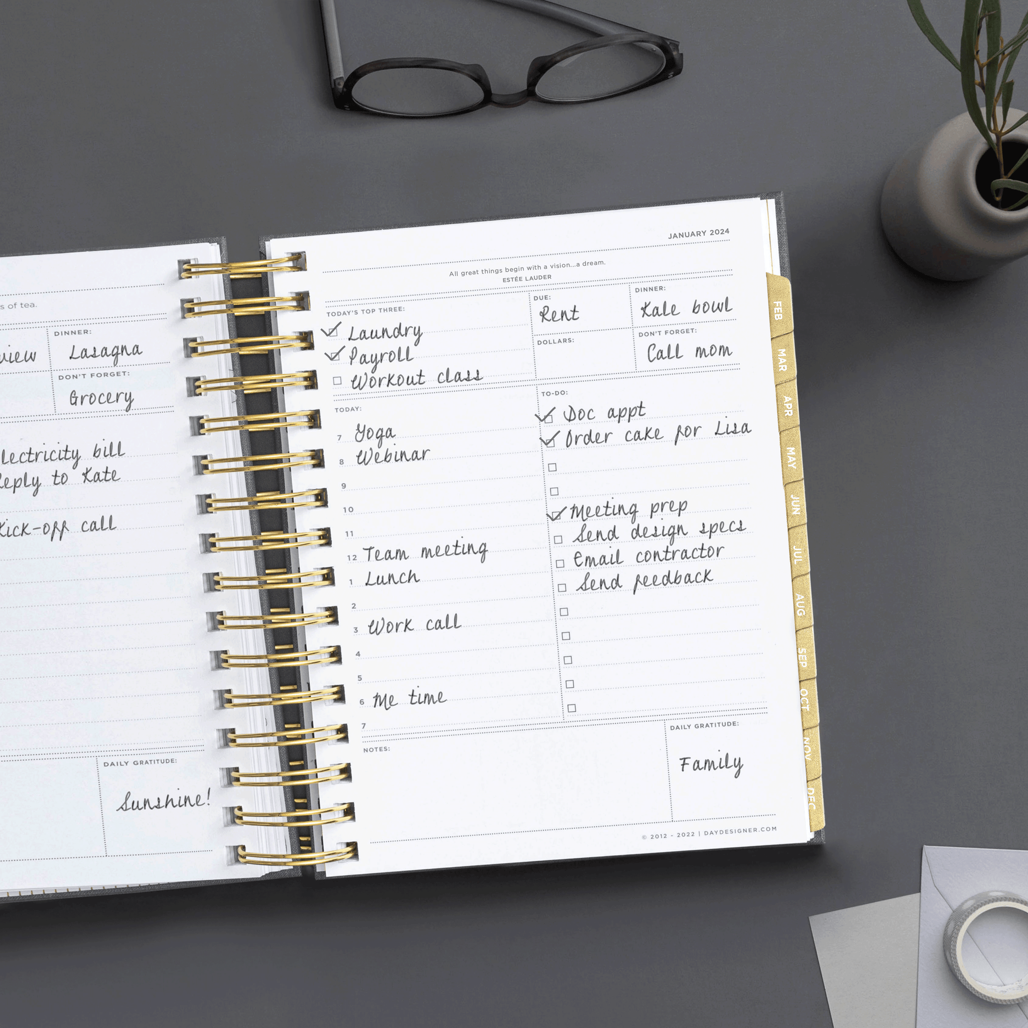 2024 Daily Planner: Sage Bookcloth | Day Designer