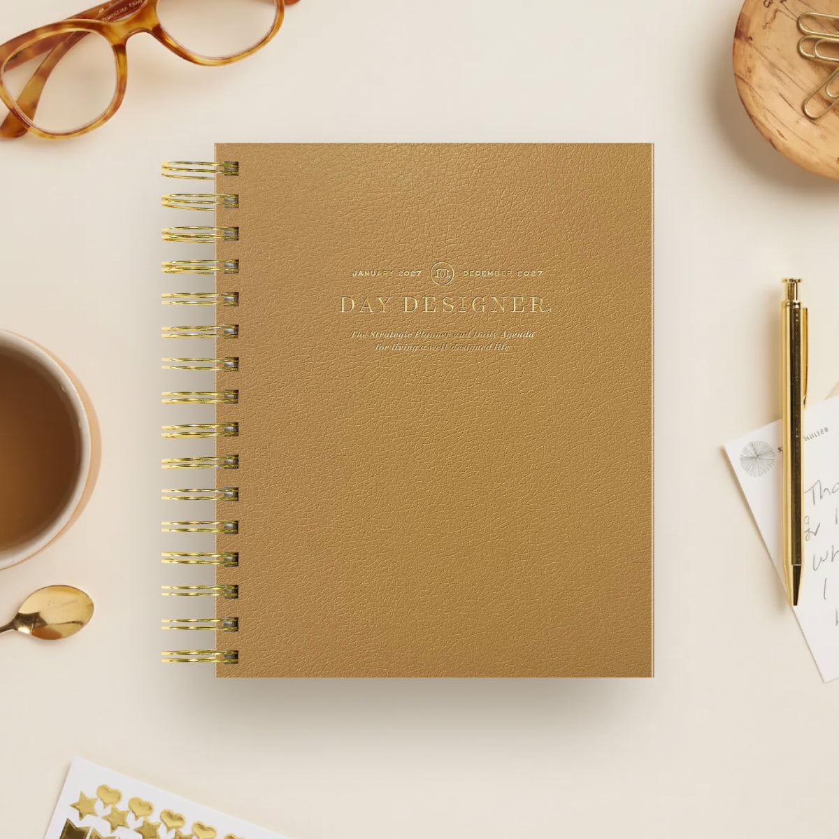 2027 Mini Daily Planner: Caramel Latte Pebble Texture