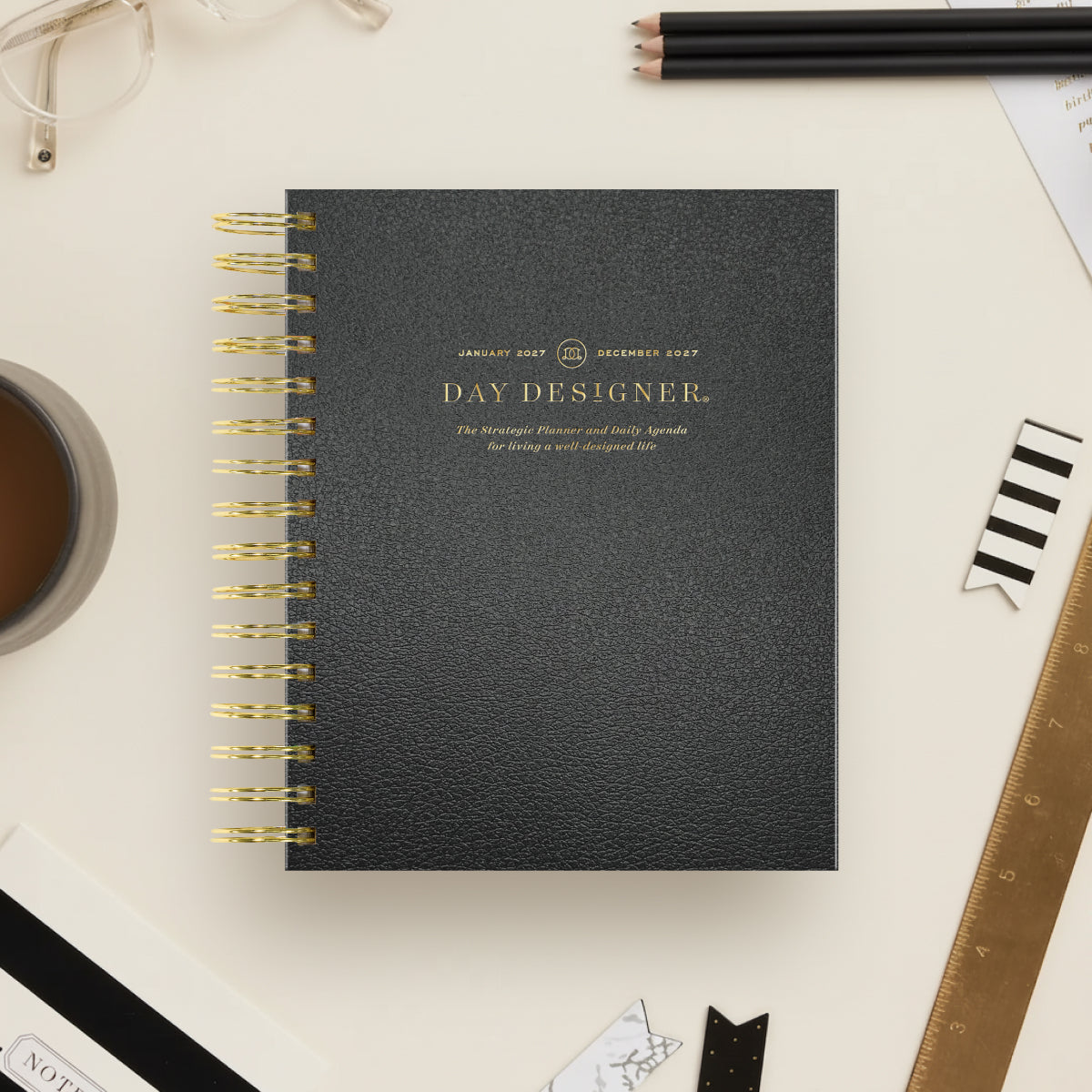 2027 Mini Daily Planner: Classic Black Pebble Texture