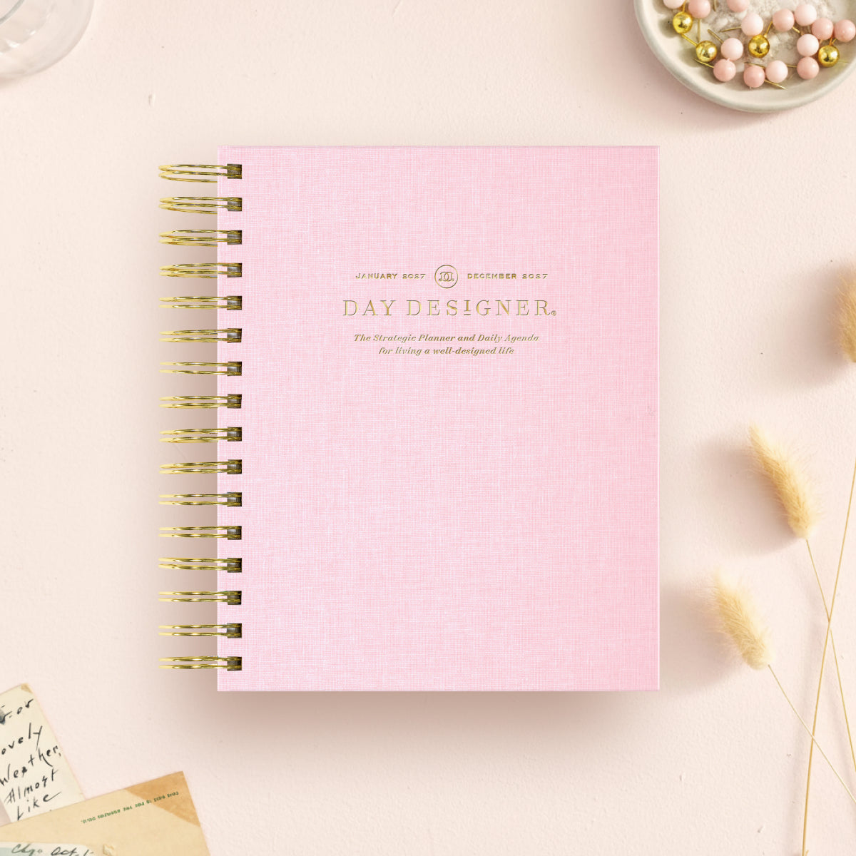2027 Mini Daily Planner: Peony Bookcloth
