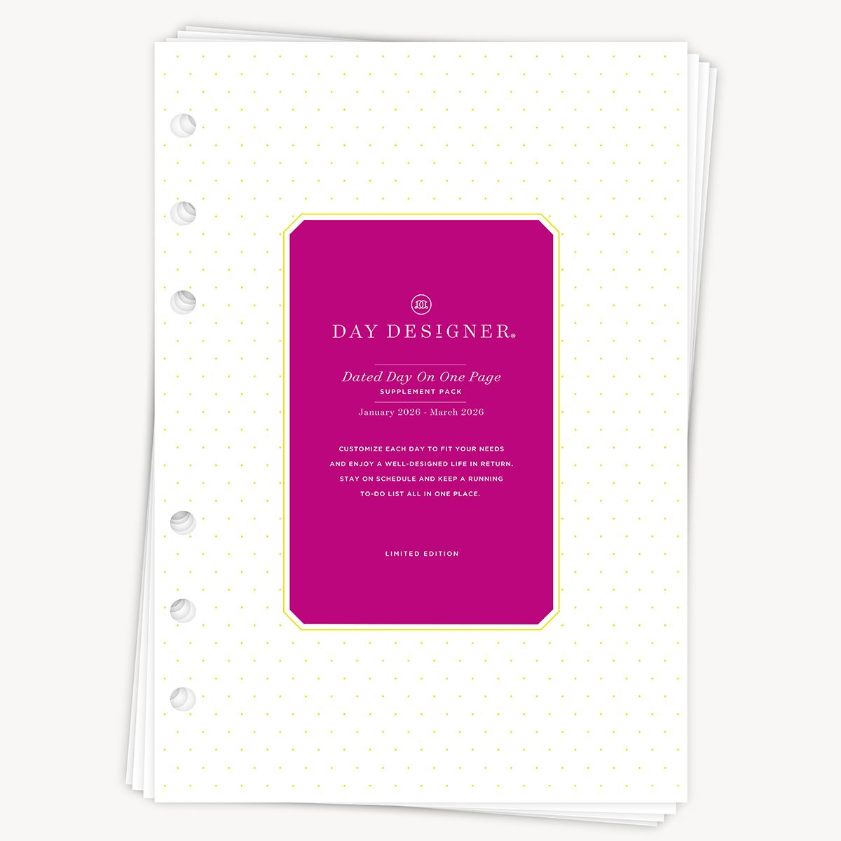 A5 Quarterly Planner Inserts: Dated Day on One Page (Q1 2026: Jan-March)